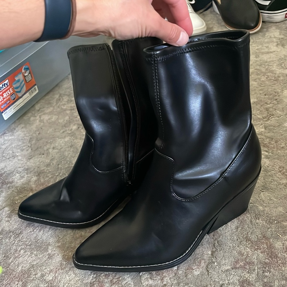 Black Faux Leather Bootie